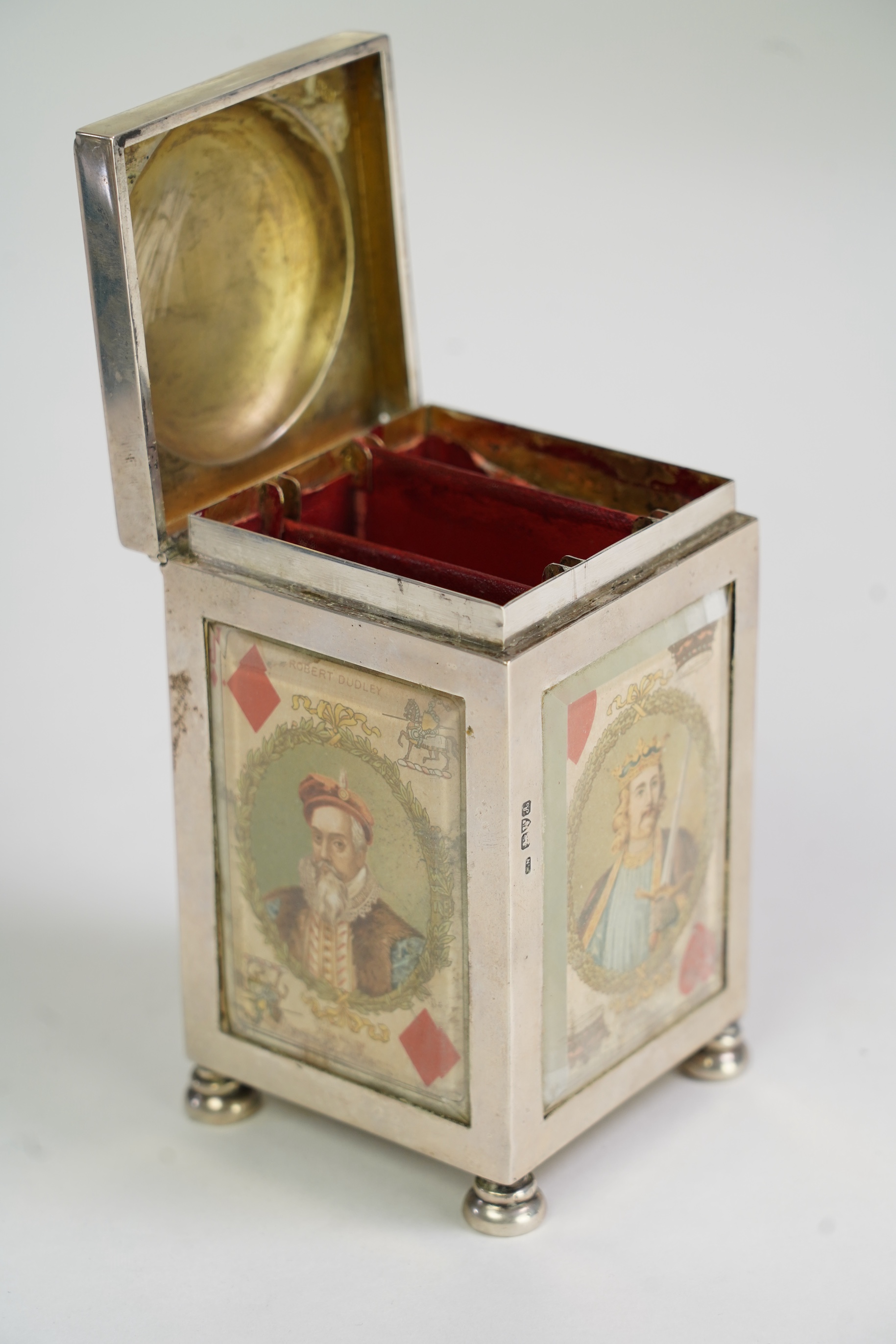An Edwardian silver playing card box, with domed hinged cover, by William Neale Ltd
